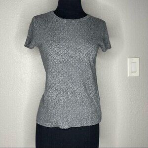 Grey Crew Neck Short Sleeve T-Shirt with Stars All Over Size XS